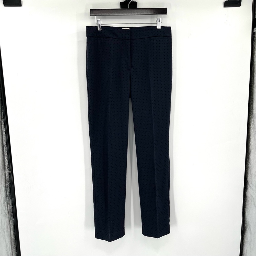 TALBOTS Heritage Pants Navy Blue Swiss Dot Straight Leg 8 Polka Dot Preppy Pant